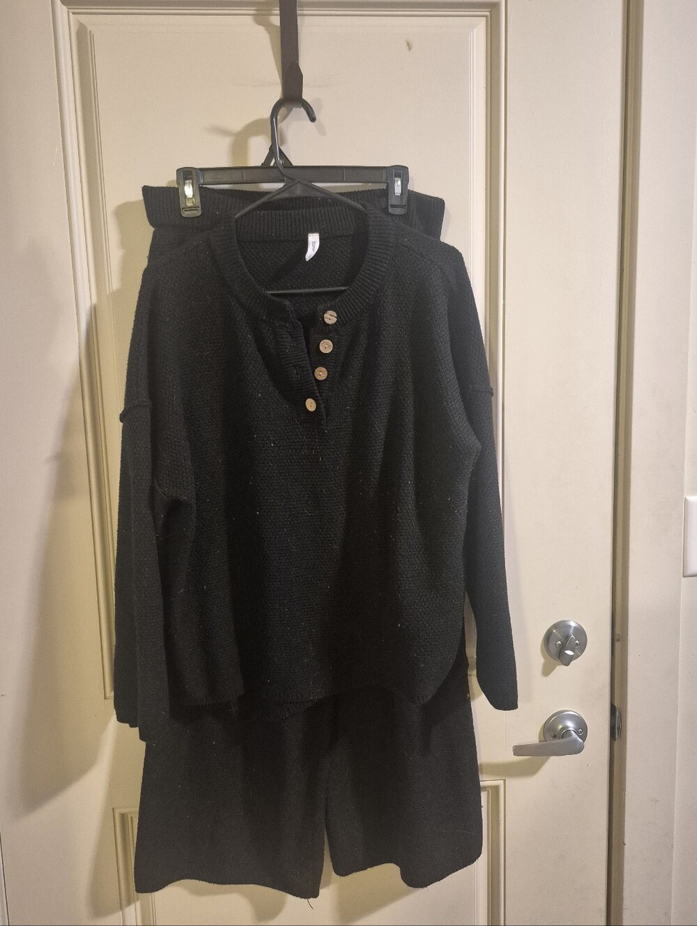 Black Knit Two-Piece Loungewear Set
